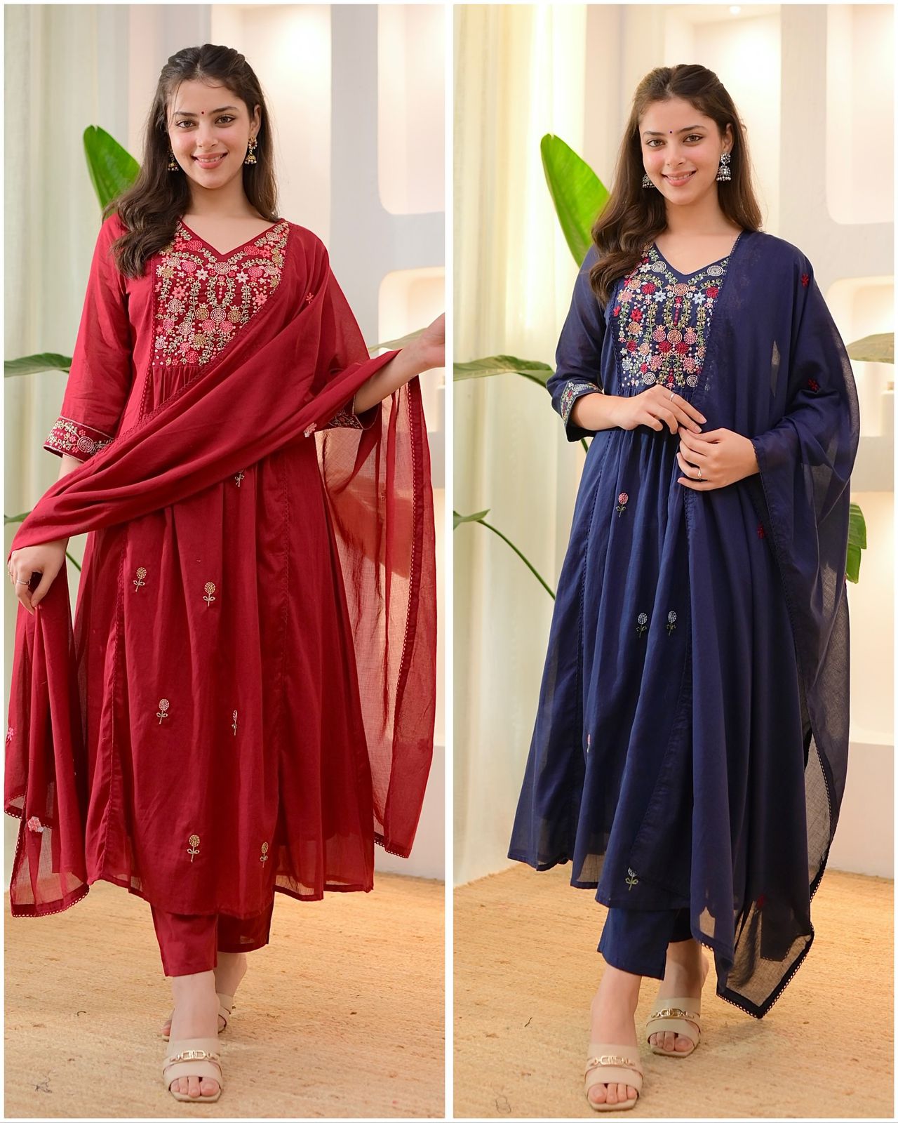 Premium Printed Embroidered Cotton Suit Set