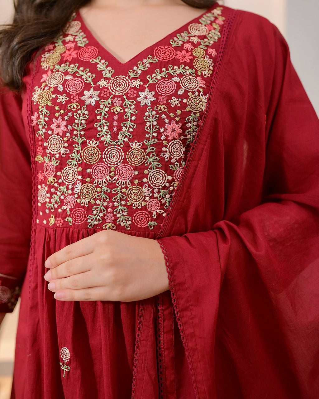 Premium Printed Embroidered Cotton Suit Set