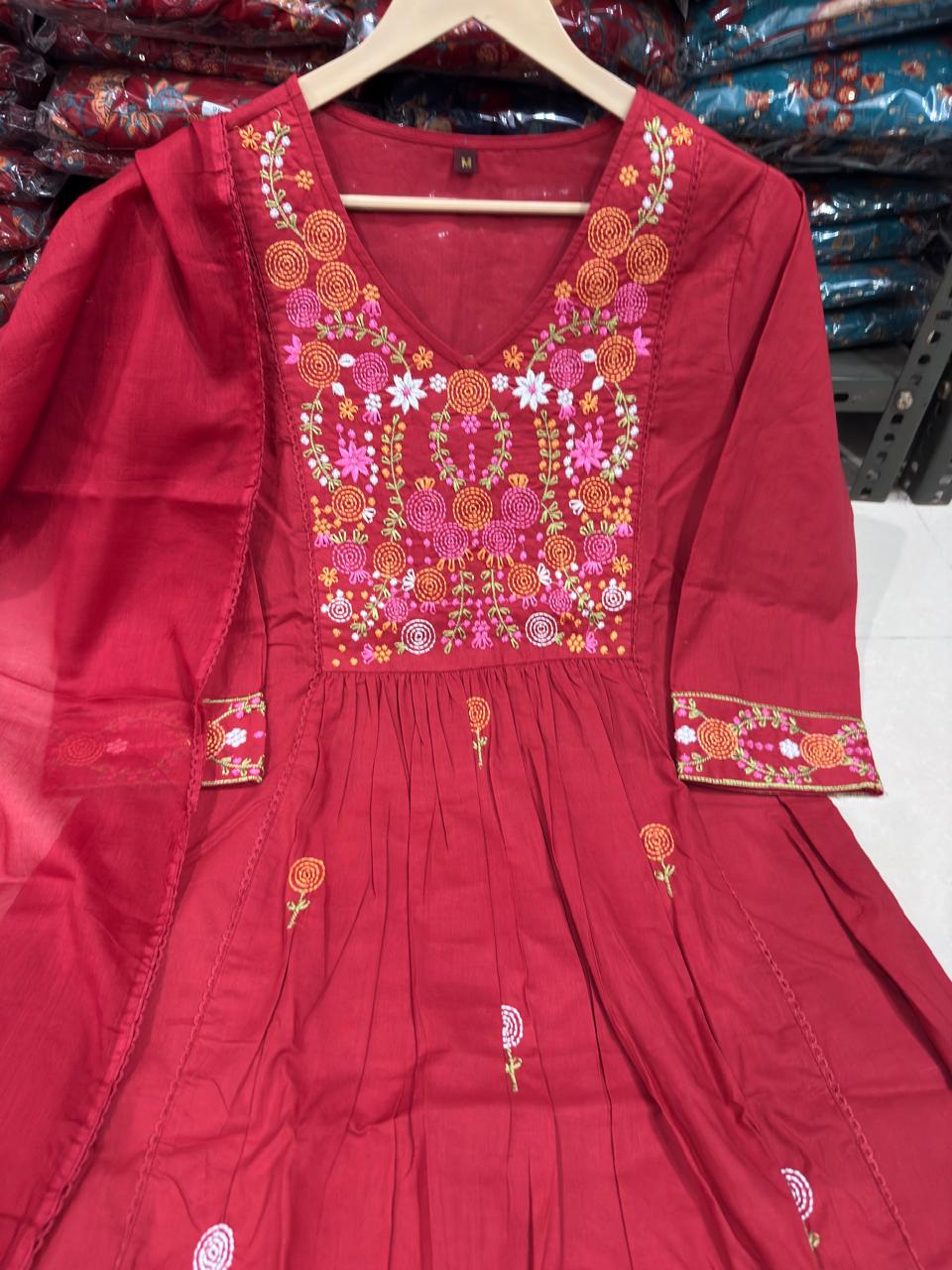 Premium Printed Embroidered Cotton Suit Set