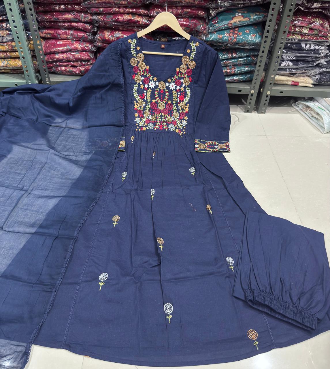 Premium Printed Embroidered Cotton Suit Set