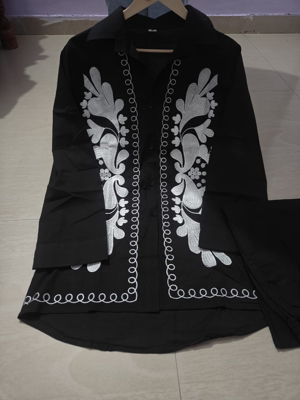 Threading Embroidered Cotton Co-ord Set