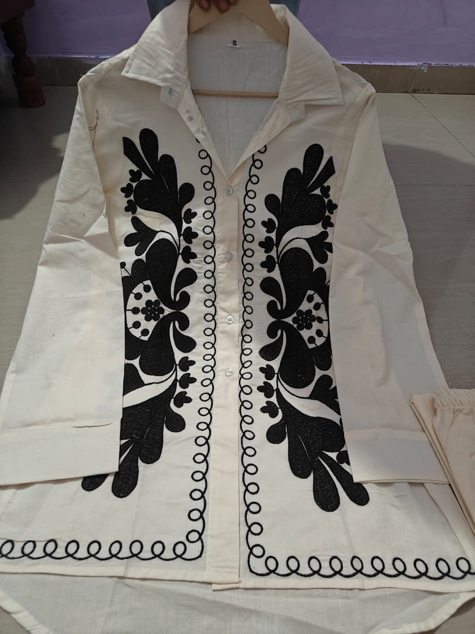 Threading Embroidered Cotton Co-ord Set