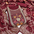 Roman Silk Embroidered Suit Set with Jacquard Dupatta