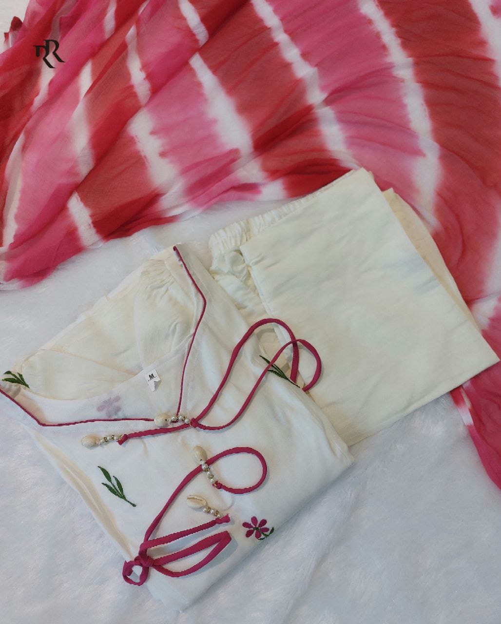 Premium Roman Silk Embroidered Anarkali Suit Set